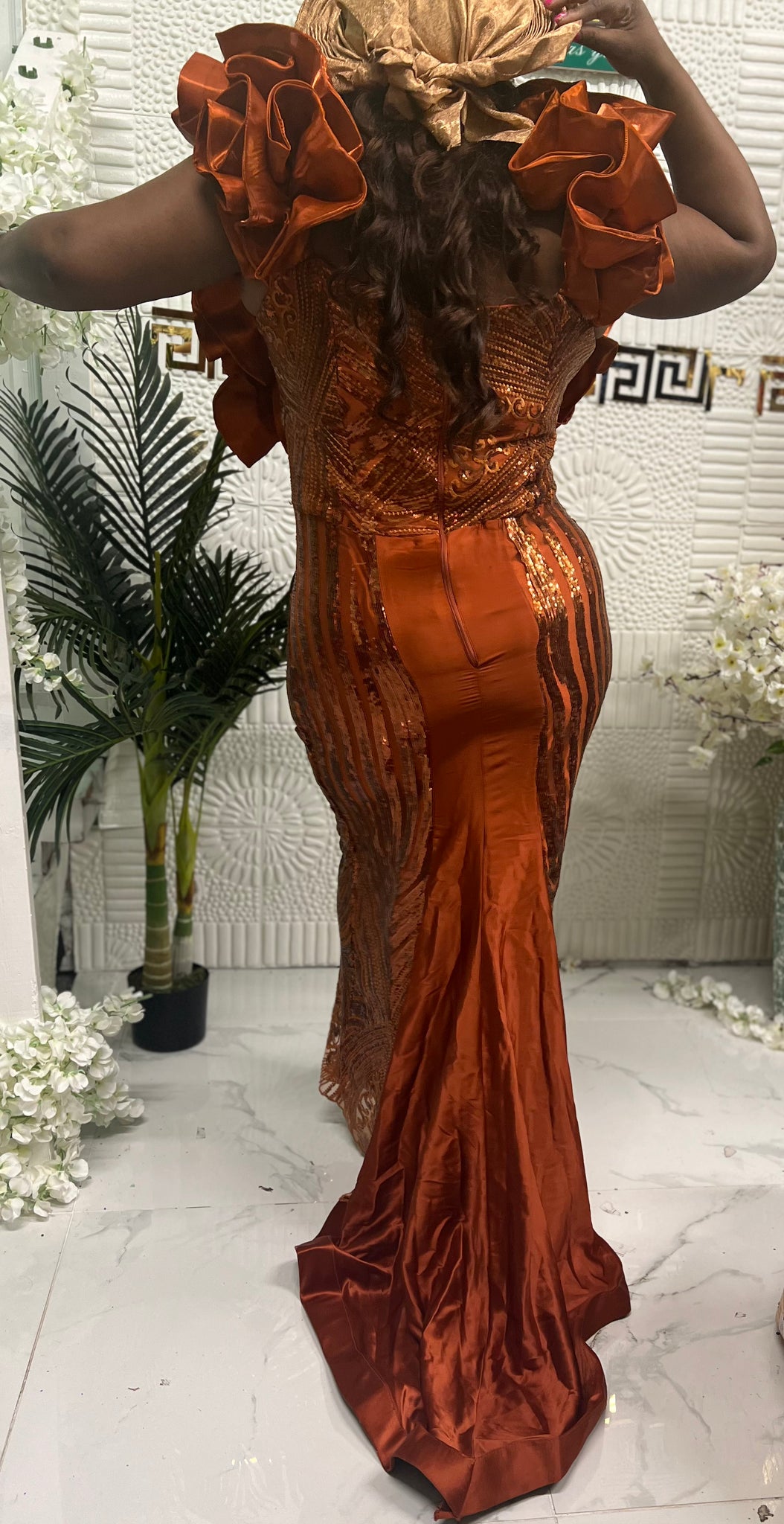 Burnt Orange gorgeous party dress