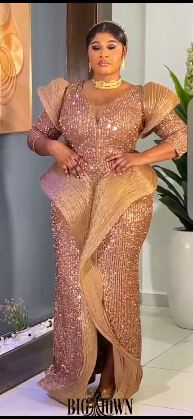 macy's rose gold prom dress Gold Goddess Gown