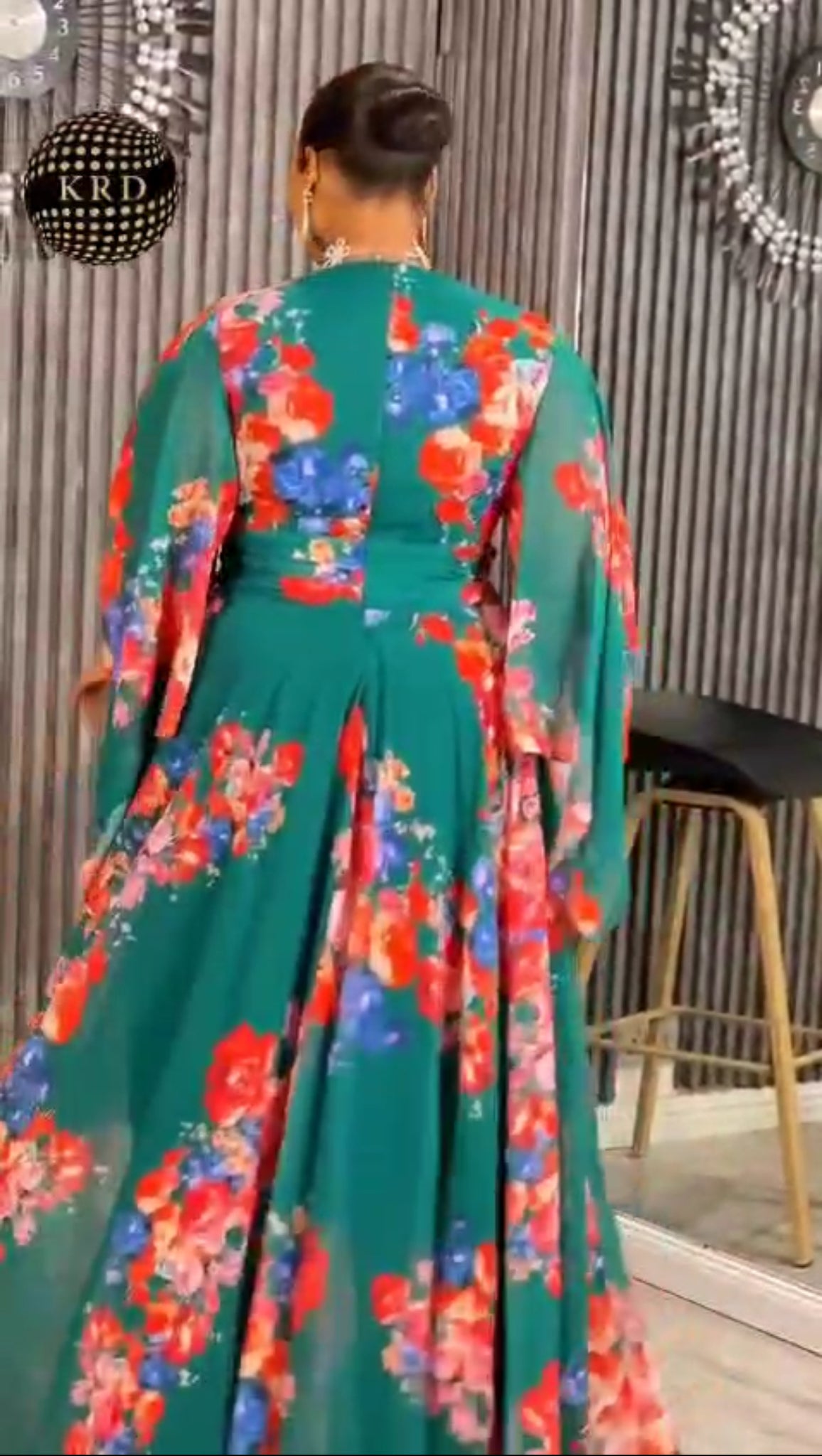 Floral Elegance Free-Gown with Embellished Waistline