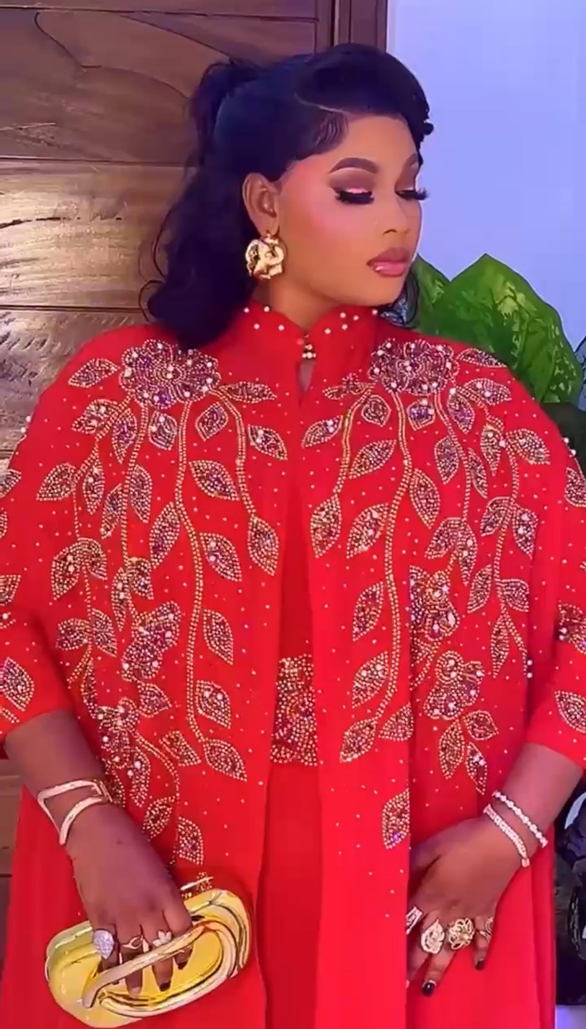 Royal Embellished Free Gown with Matching Cape