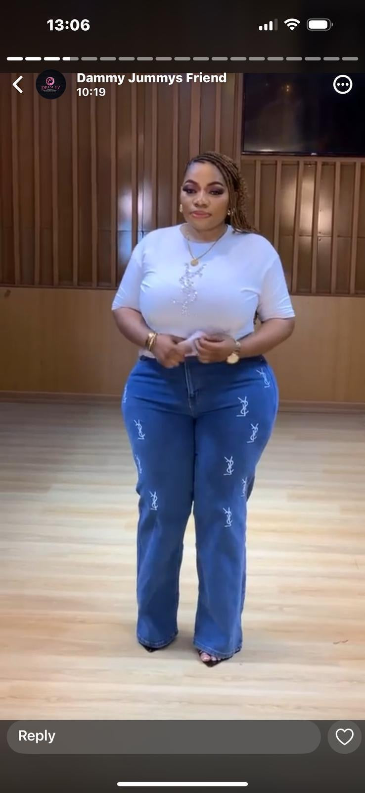 Ladies 2pcs jeans  pant and white top