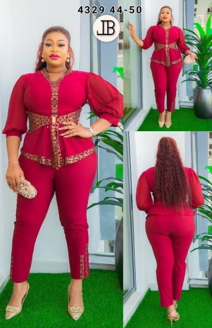 Burgundy pants and blouse-ghfempire.com