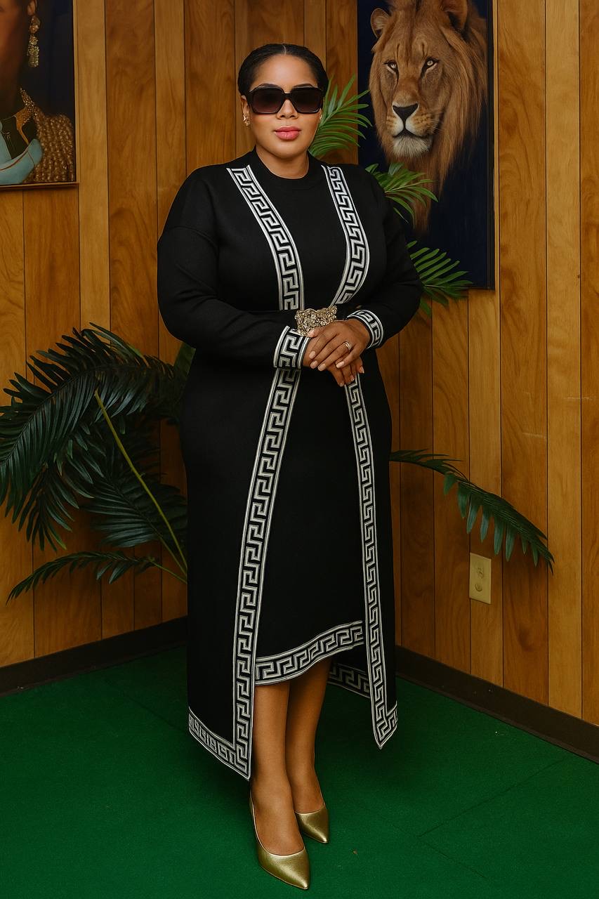 Elegant Grey Knit Maxi Dress and Cardigan Set for Women