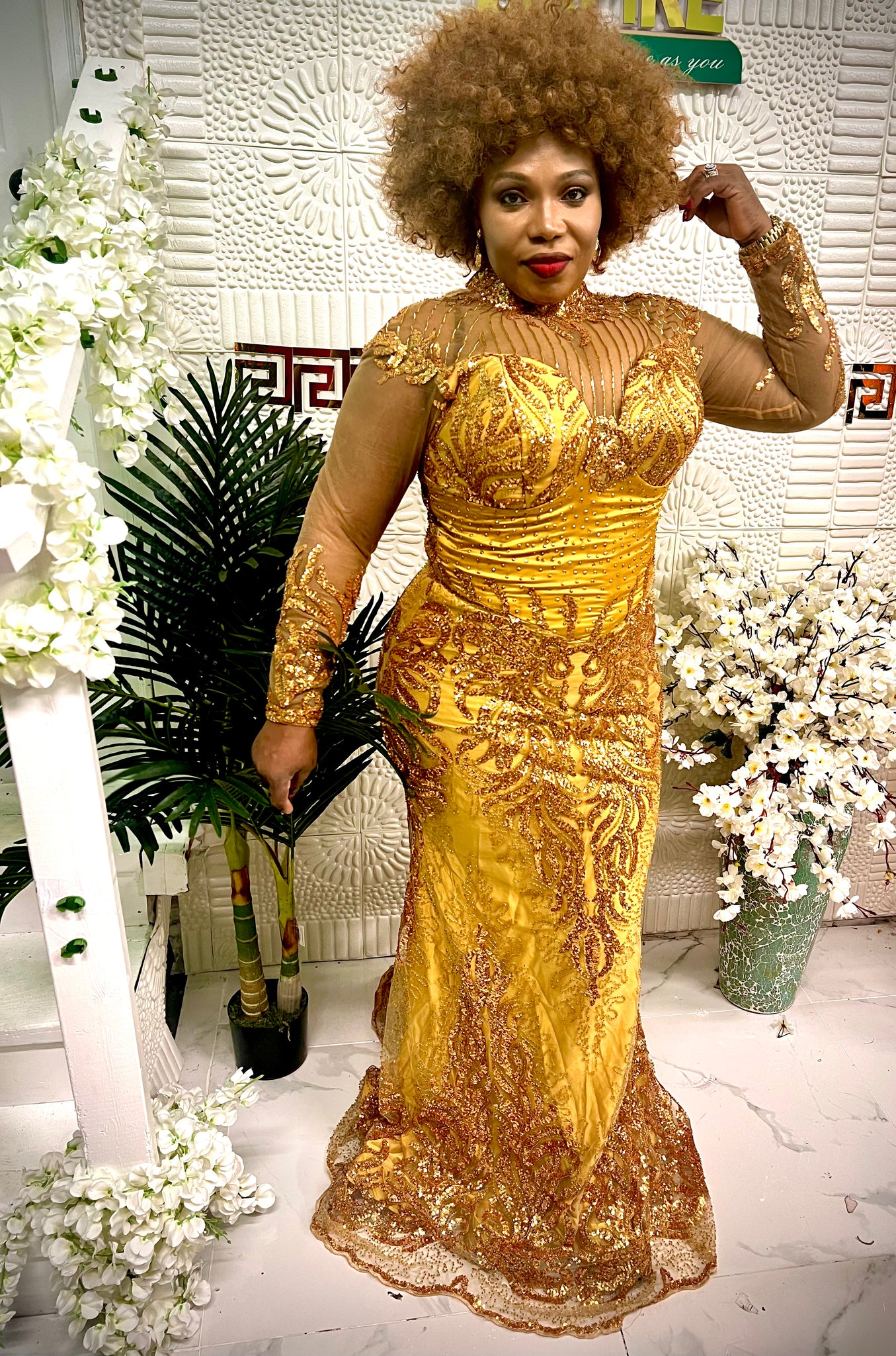 Elegant gold gorgeous party dress