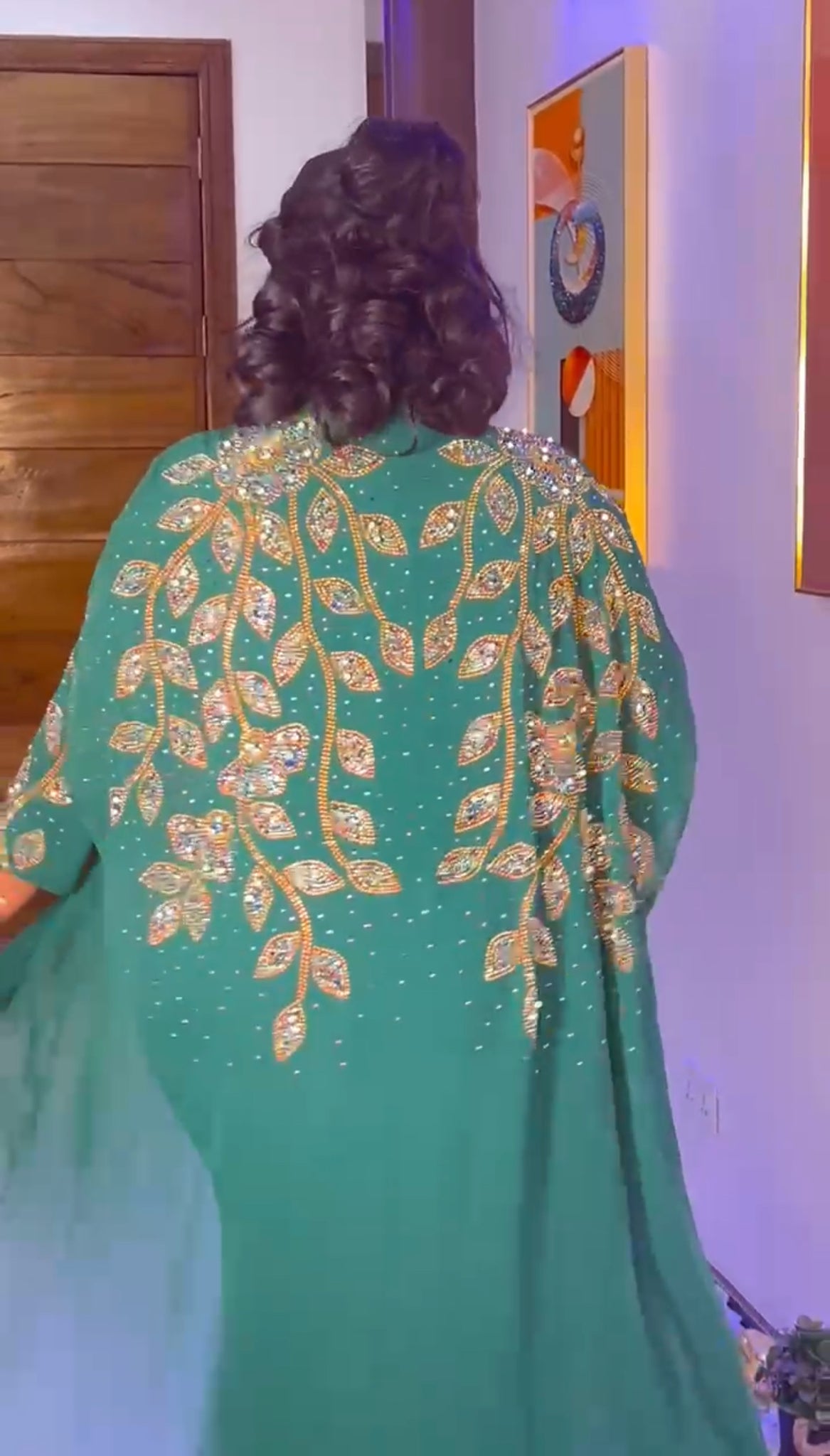 Royal Embellished Free Gown with Matching Cape