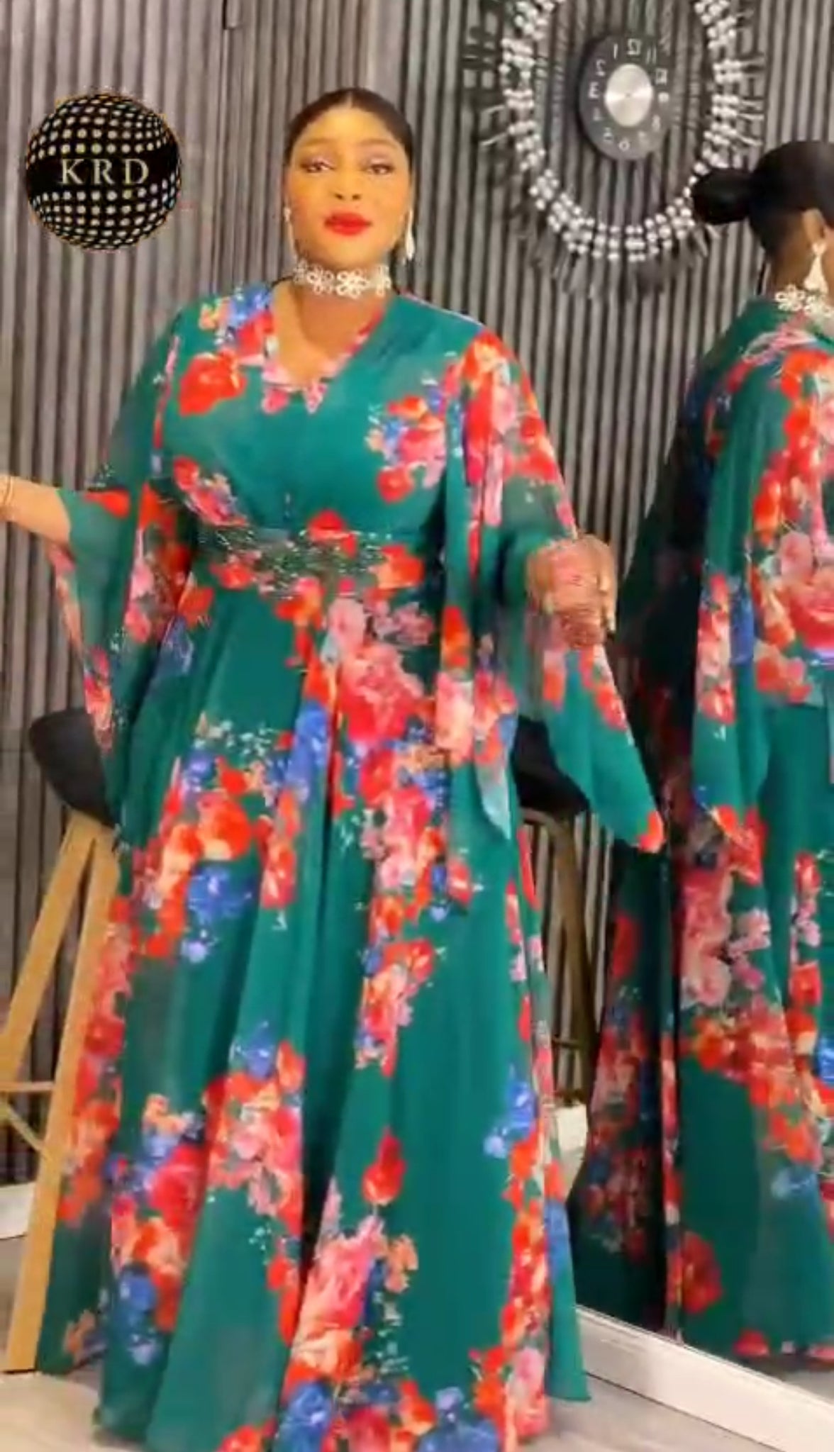 Floral Elegance Free-Gown with Embellished Waistline