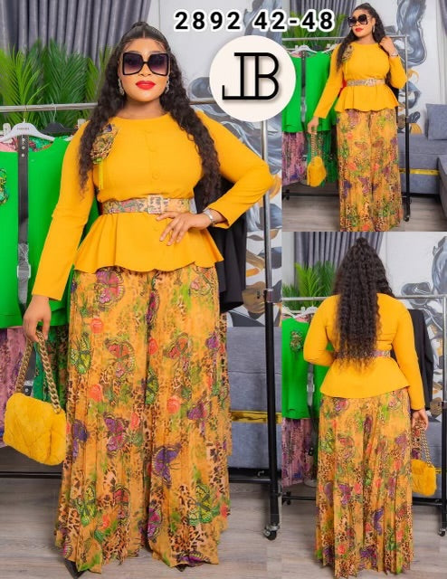 Yellow palazzo pant and blouse-ghfempire.com