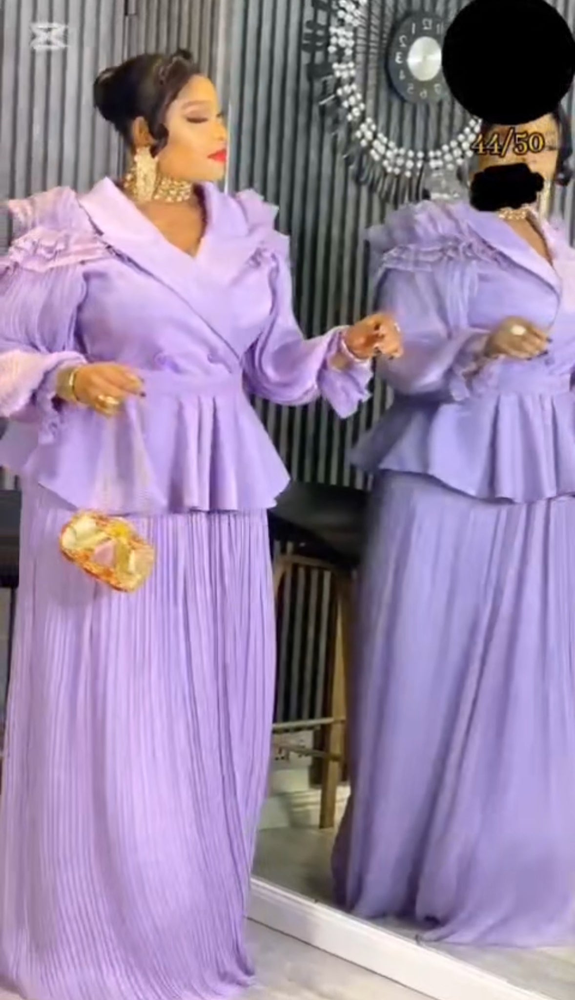 Elegant Lavender Pleated Maxi Dress for Women | Luxury Occasion and Church Wear