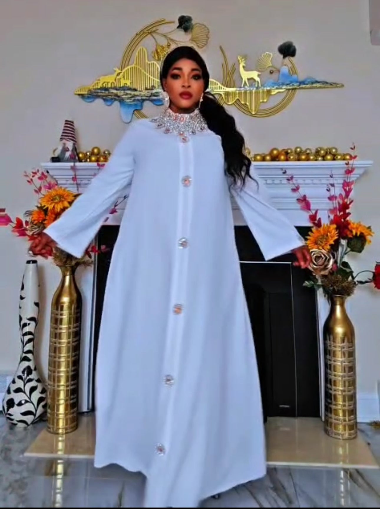 White Beautiful beaded maxi dress