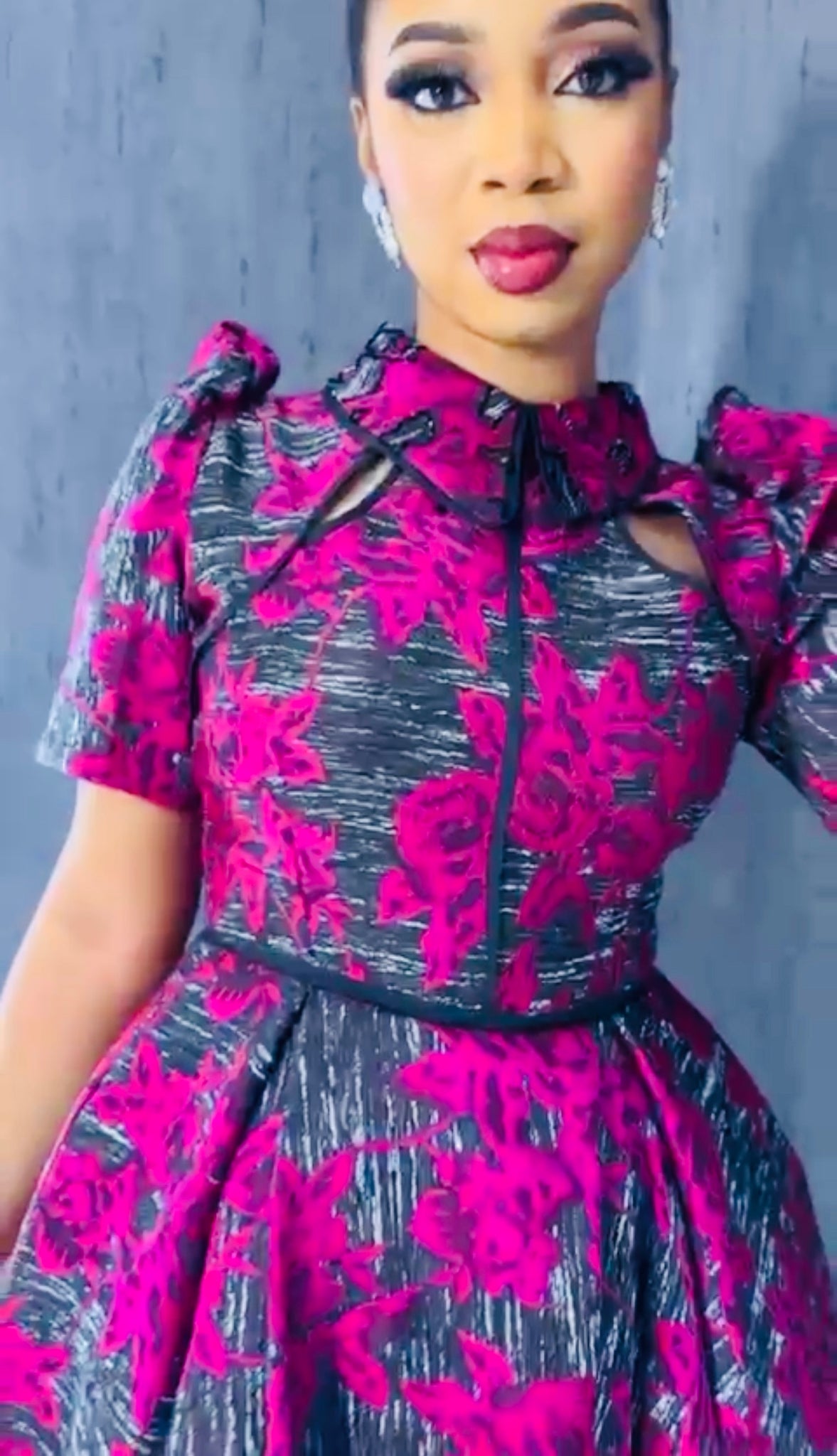 Elegant Burgundy Floral Midi Dress for Women | Classy Church, Wedding   Godshandfashion