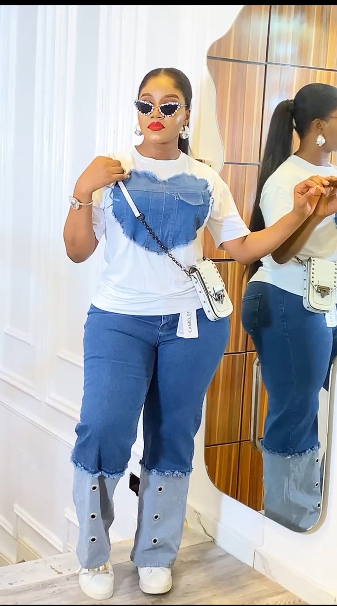 Ladies 2pcs jeans  pant and top