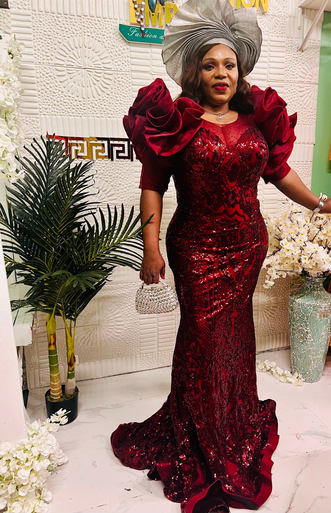 Burgundy 2024 party dress