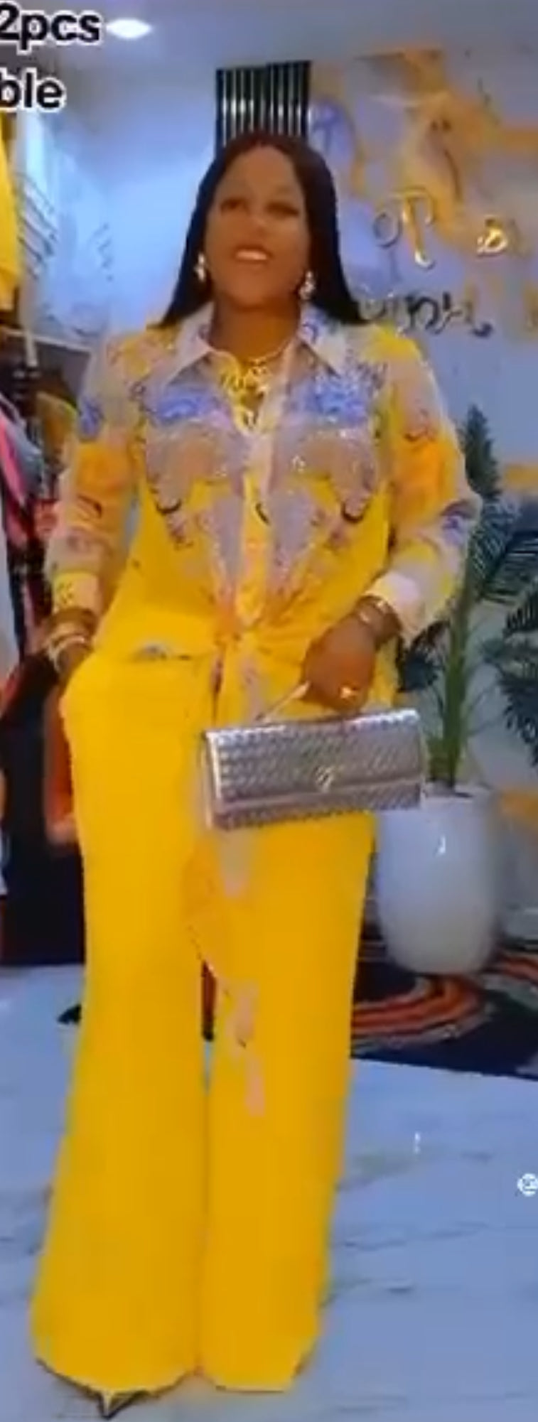 Luxury Yellow Power Set with Statement Embellishments