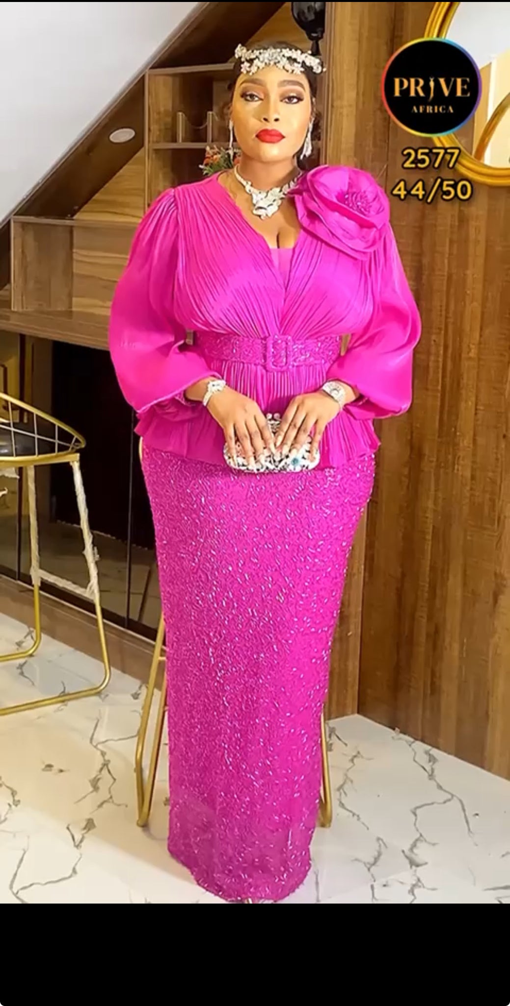 Pink stylish evening dress