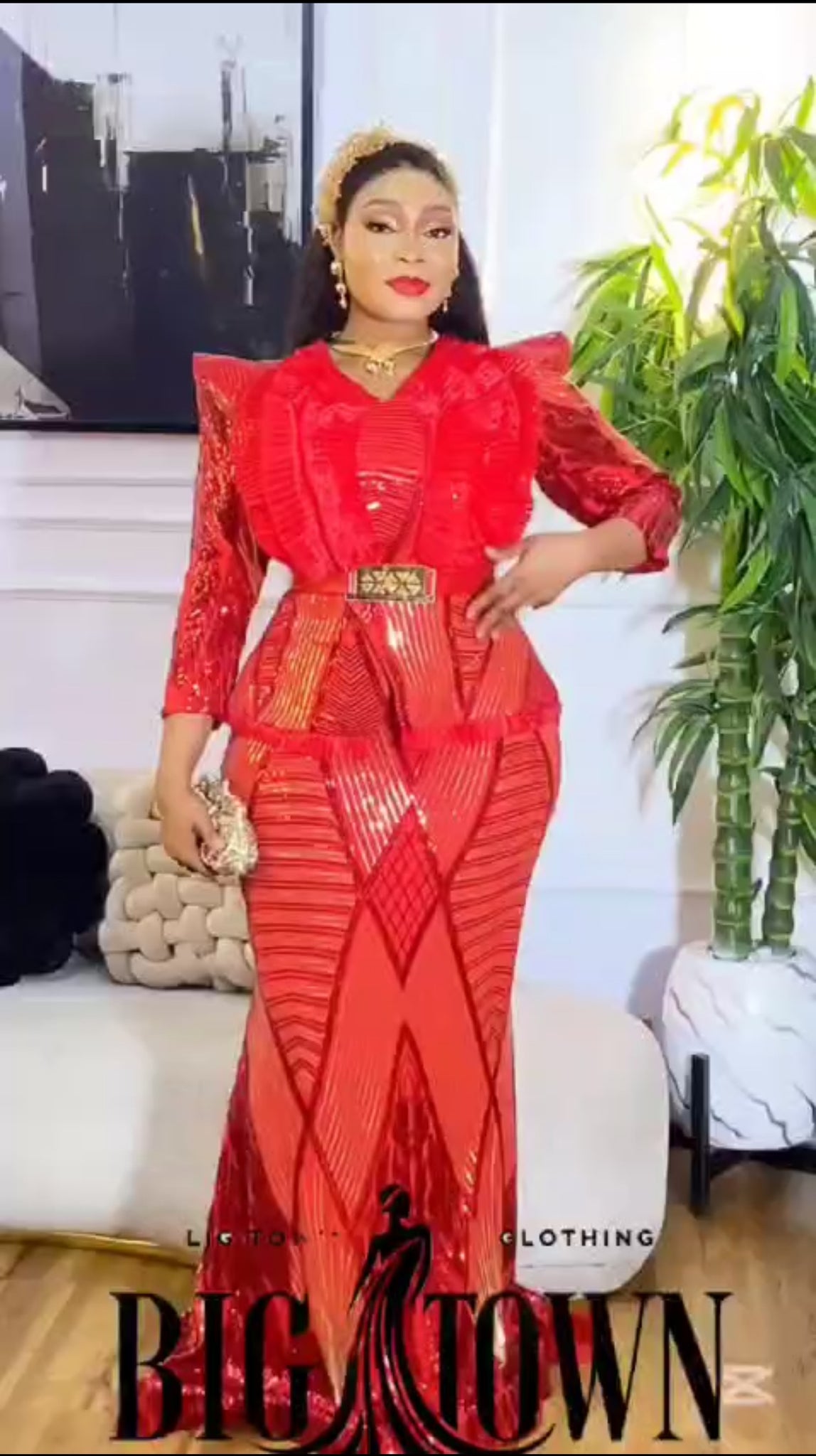 Red sequin  party dress