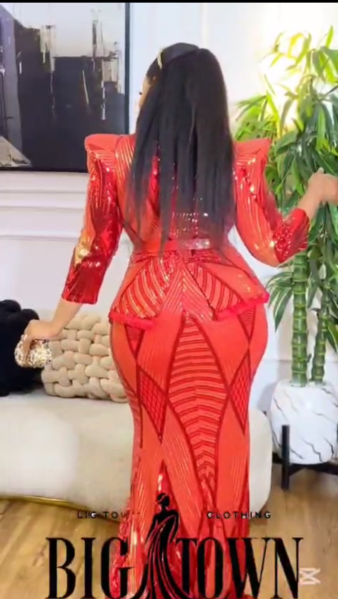 Red sequin  party dress