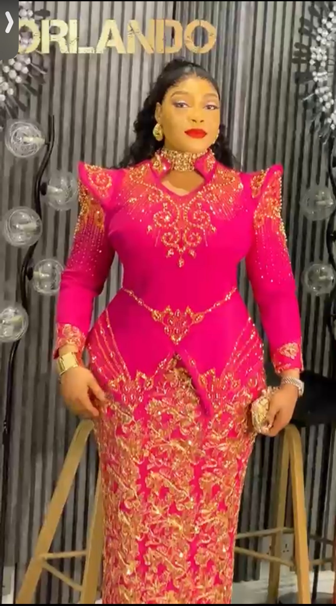 Regal Pink & Gold Embellished Luxury Gown