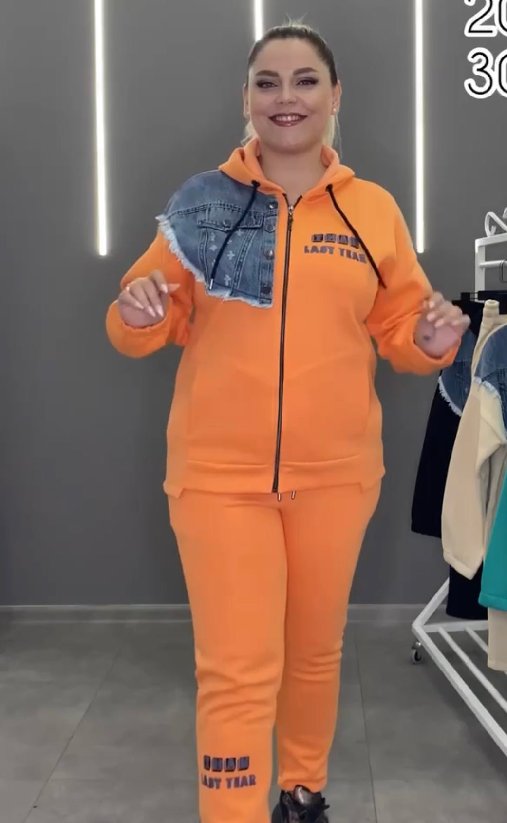 Orange Soft hooded tracksuit