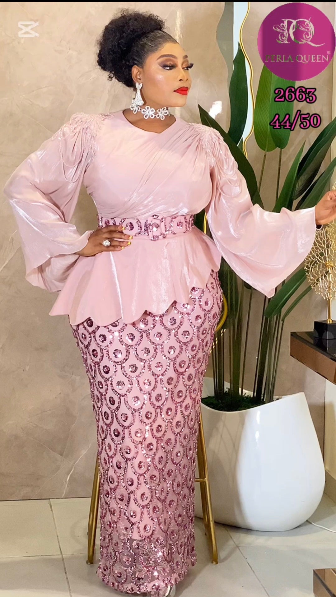 Blush Pink Luxury Dress With Belted Waist | Premium Event Wear