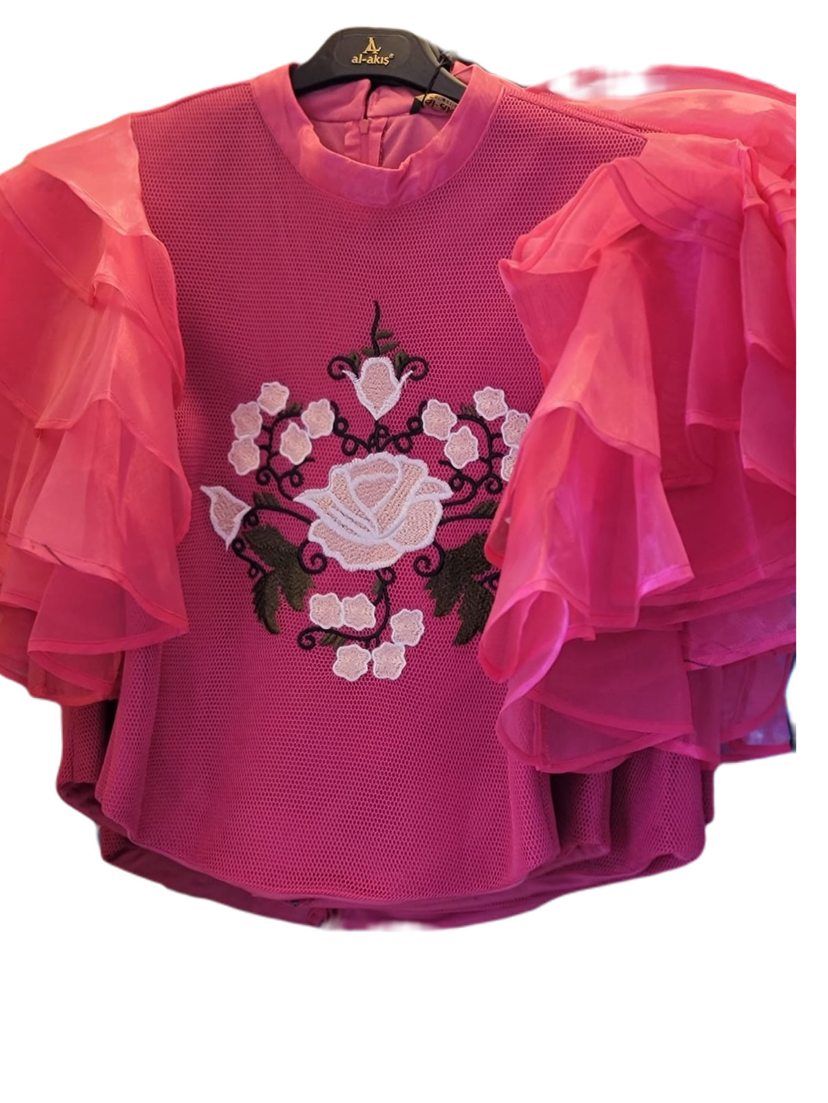 Flower Pattern Ruffled Women's Blouse - Godshandfashion - 44-medium / Pink