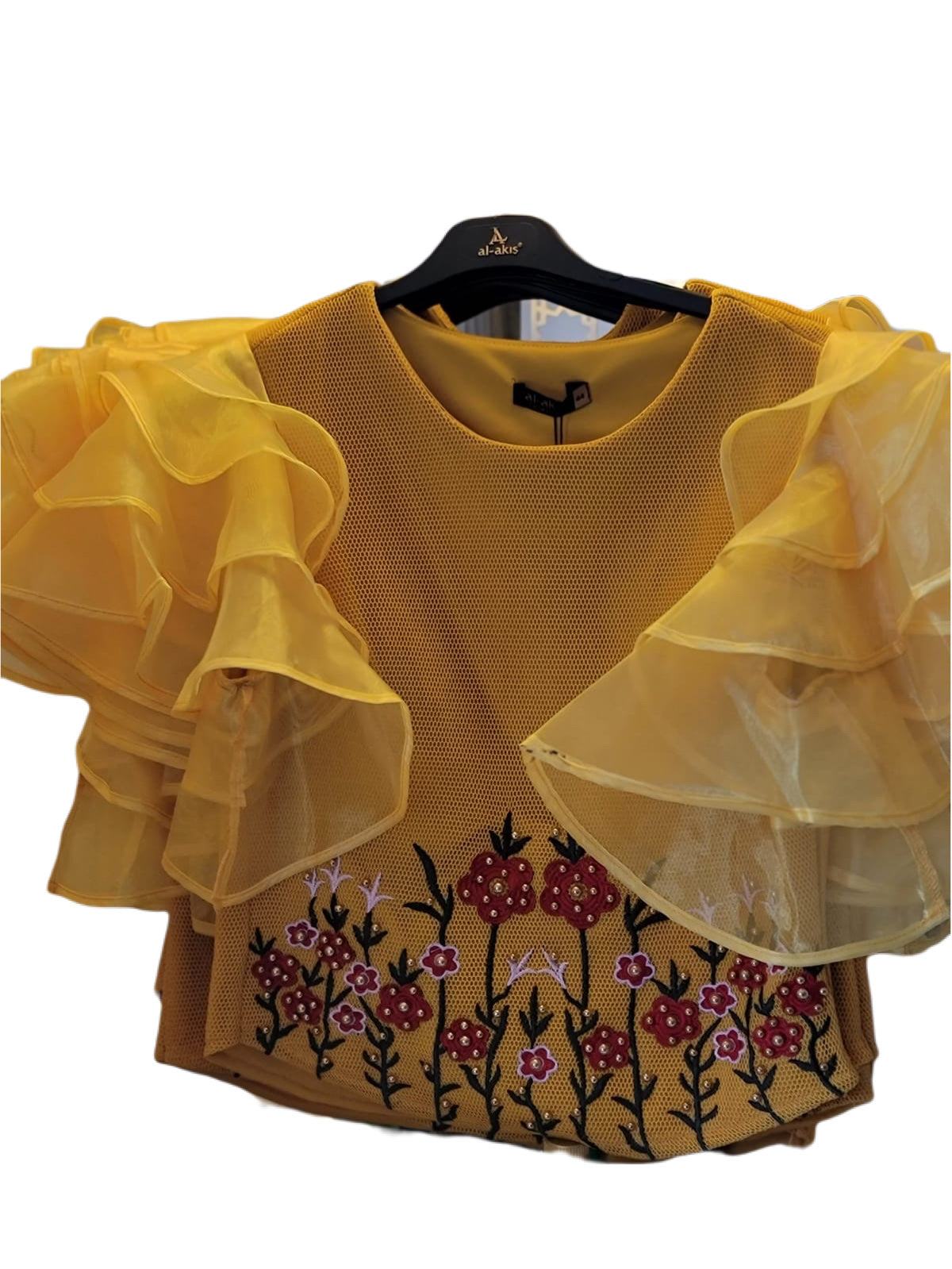 Flower Pattern Ruffled Women's Blouse - Godshandfashion - 44-medium / yellow