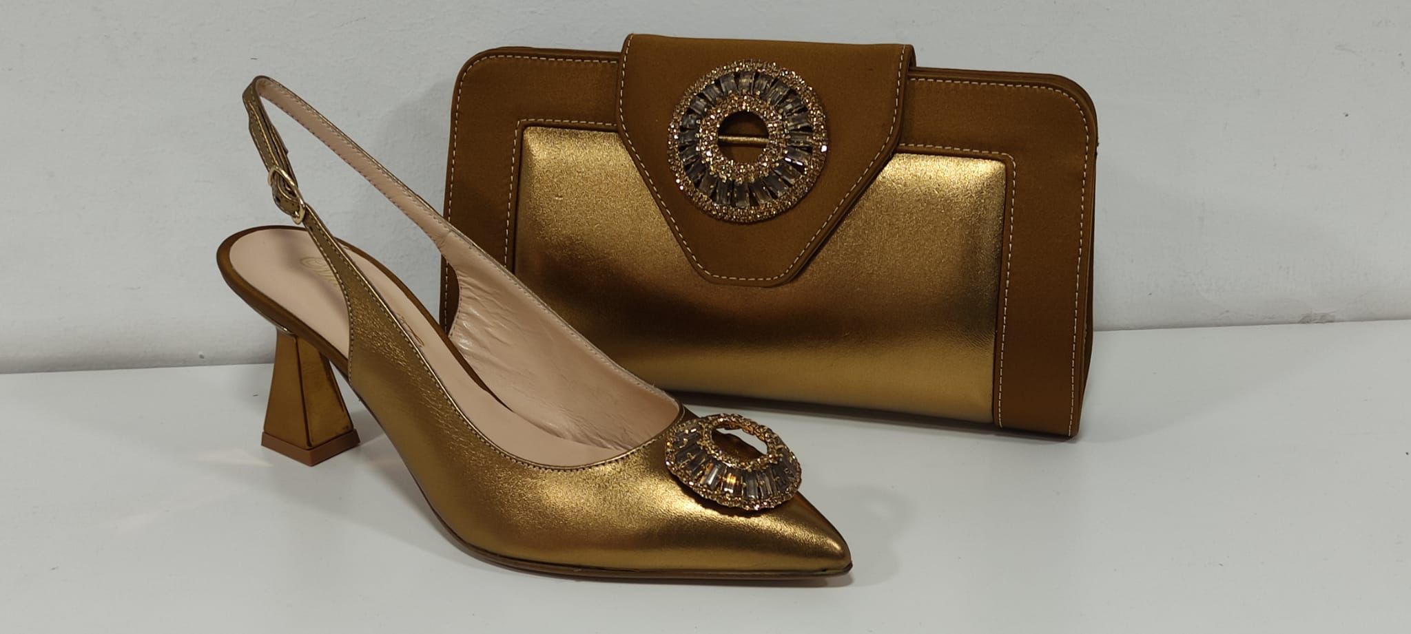 Real italian shoe and bag sets- Godshandfashion - Bronze size 40 US 9 1/2-10