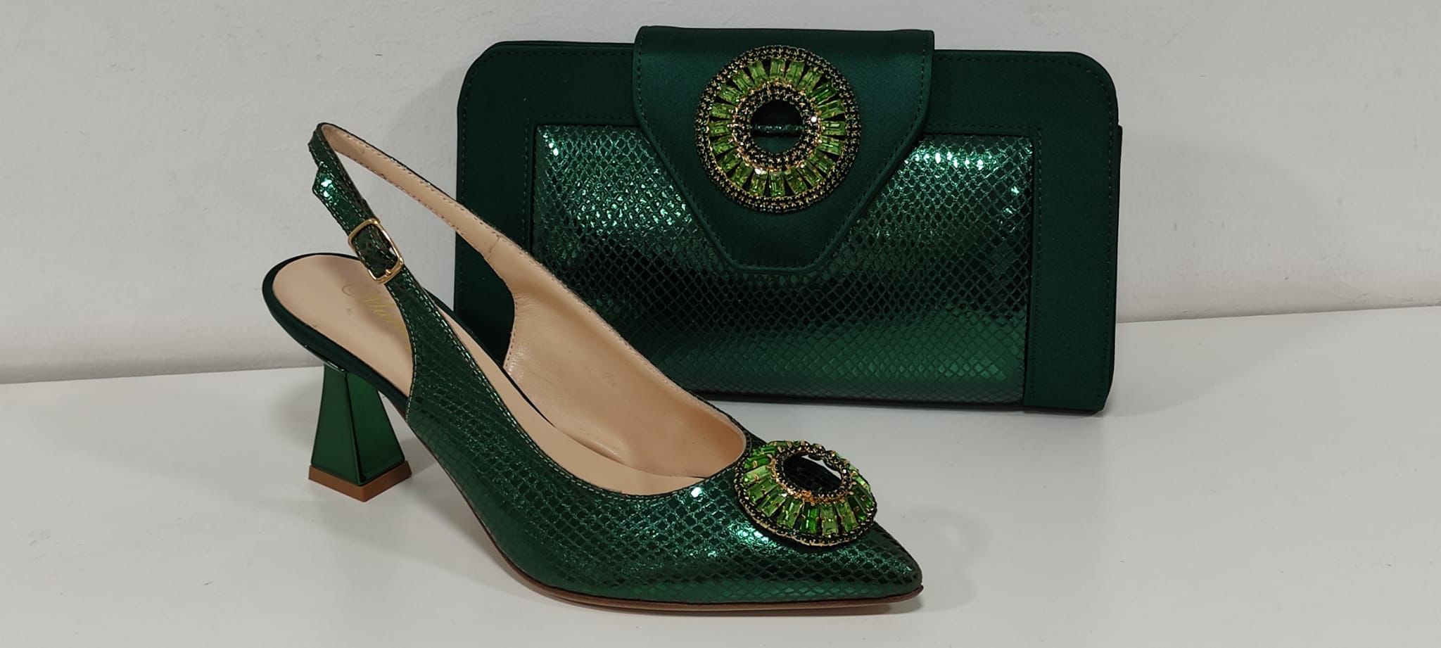 Real italian shoe and bag - Godshandfashion - Green size 43 US size 11-12