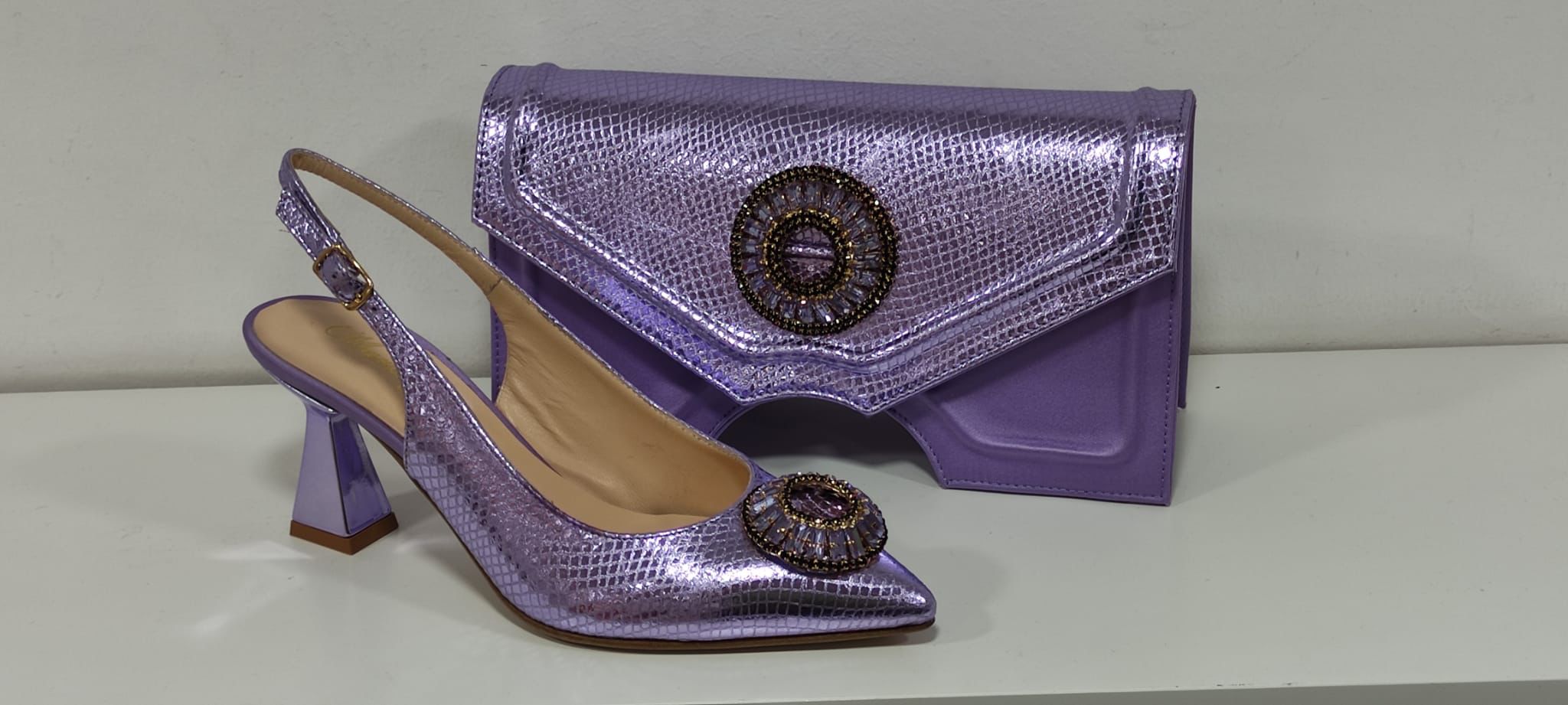 Real italian shoe and bag set - Godshandfashion - Lilac size 42 US size 11