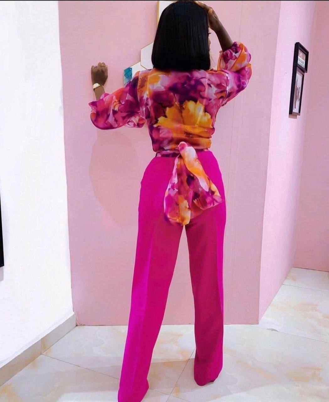 Celebrity pink pant and blouse - Godshandfashion -