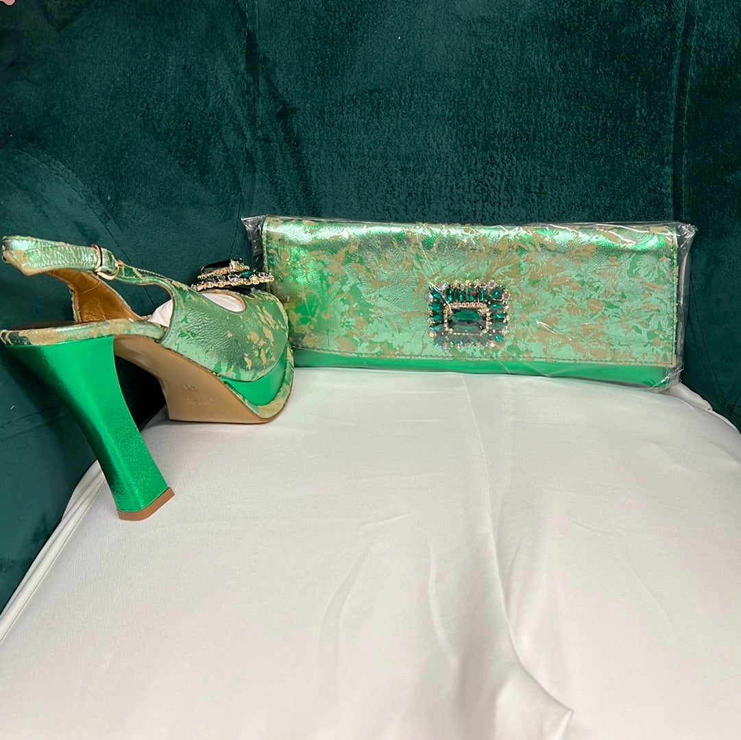 Teal green shoes and bag deals