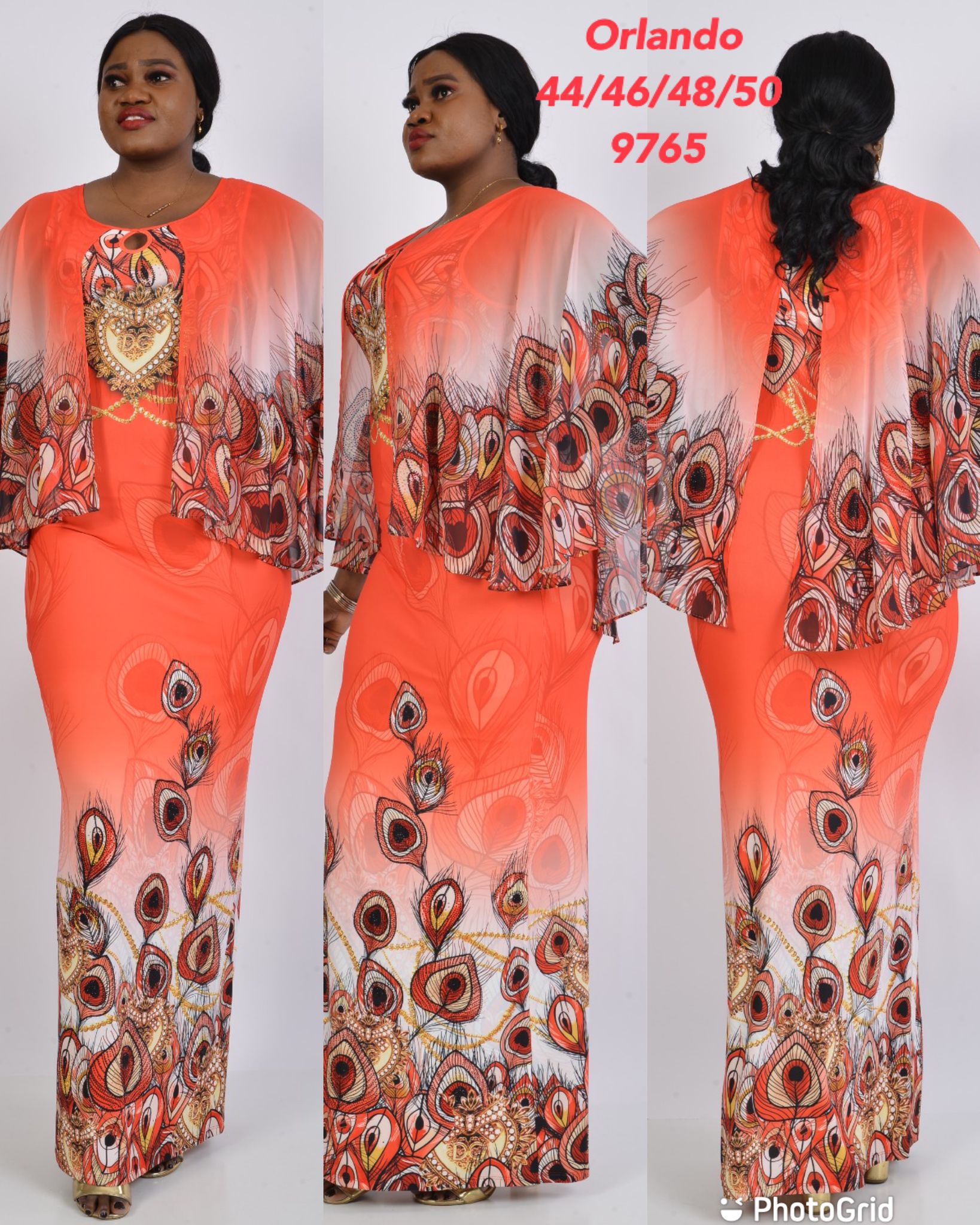 Queens Lycra peacock design dress - Godshandfashion -