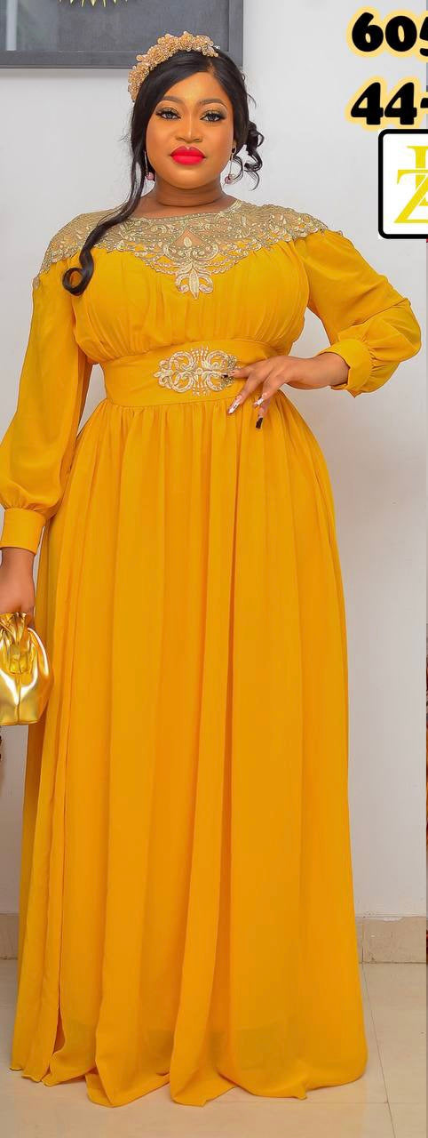 Eliana luxury maxi dress - Godshandfashion - Large US 10-12/UK 12-14/EUR 44 / Yellow