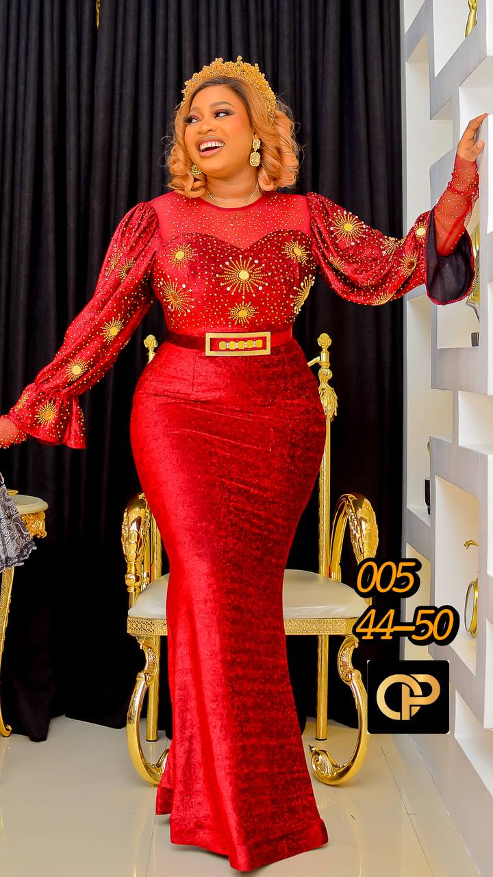 Liza elegant long sleeve red dress- Godshandfashion -
