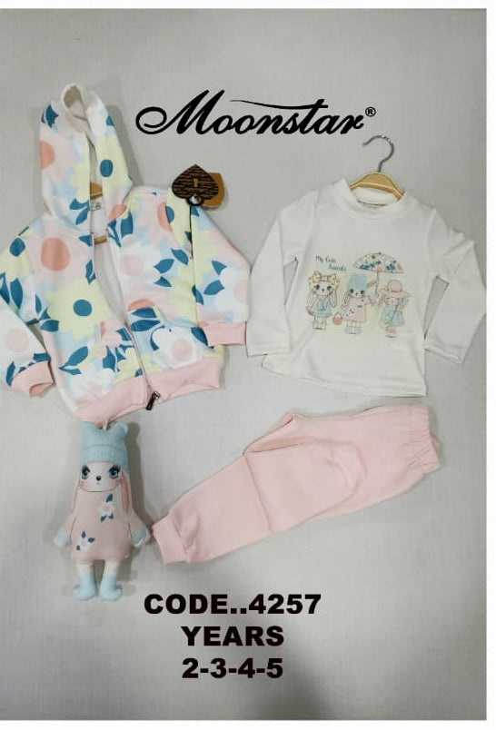 Little girl sweat suit with doll - Godshandfashion - 2years / Pink