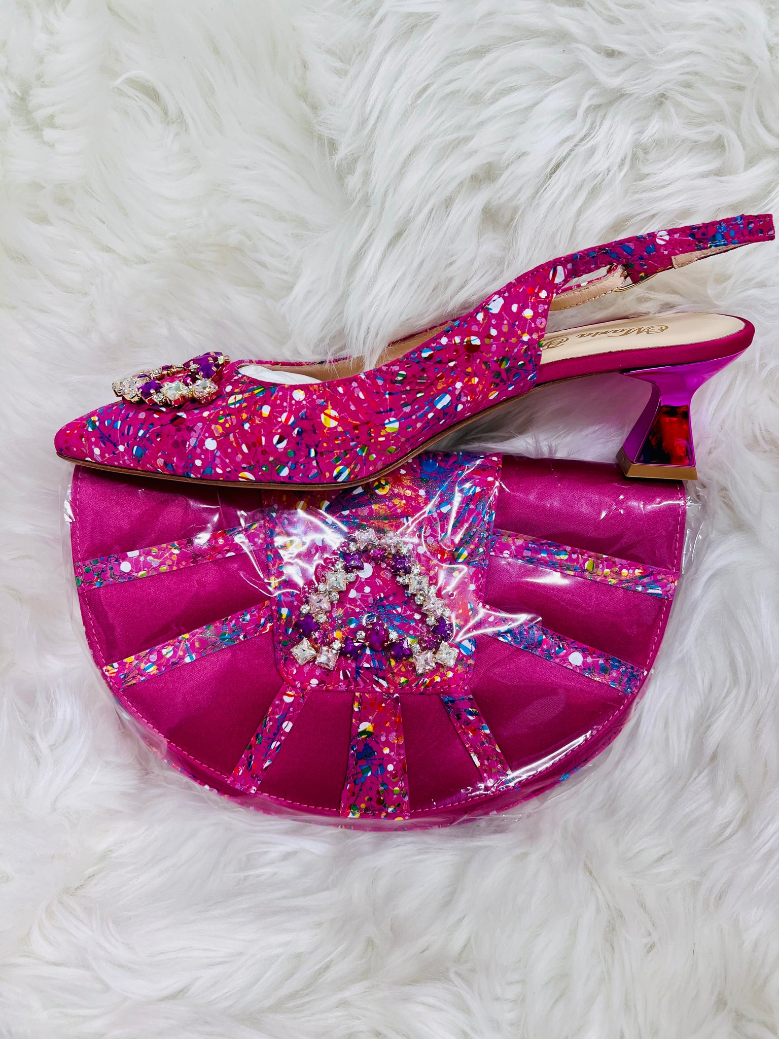 Low heel italian bag and shoes sets - Godshandfashion - EUR 41/US 10 / Pink