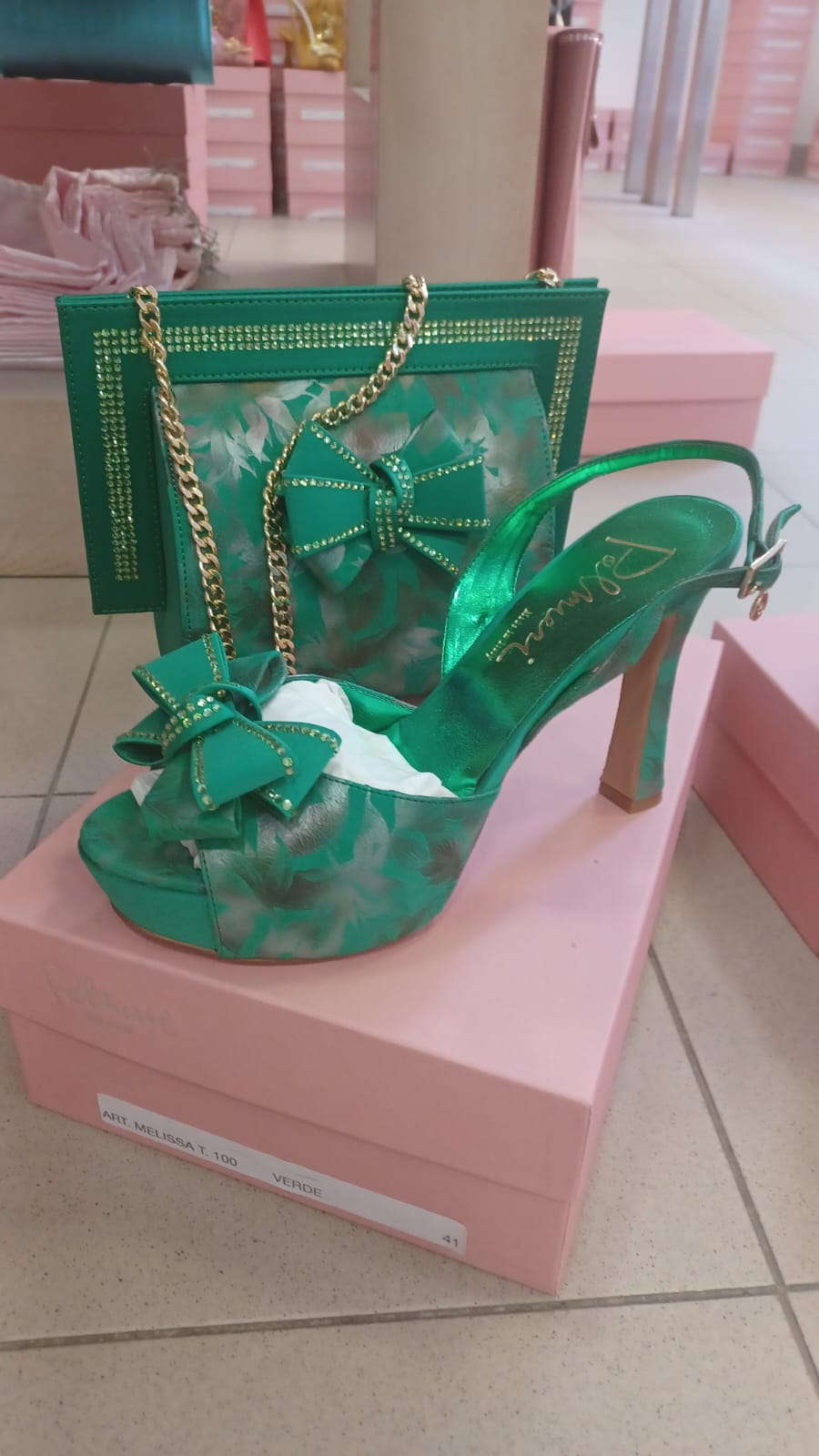 Luxury Italian green shoe and bag - Godshandfashion - Green EUR 41/US 10