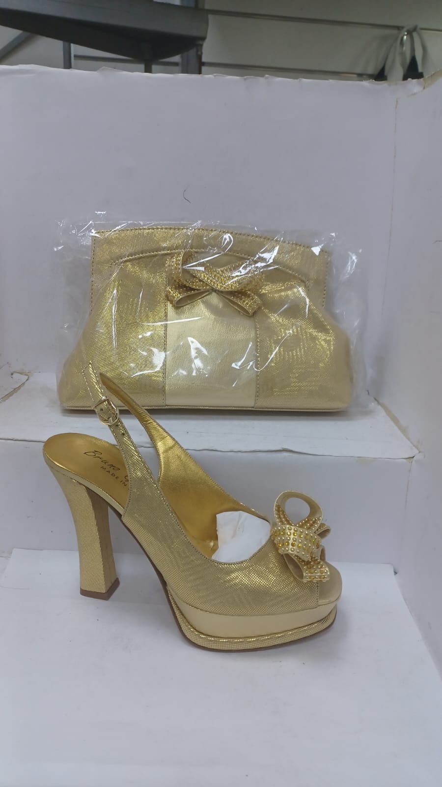 Italian Bruno shoe and bag - Godshandfashion - Gold 3 EUR 39/US 9
