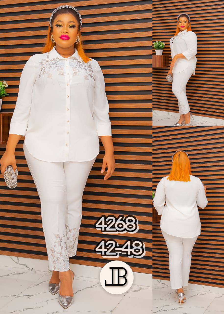 New Prudent white pant and blouse