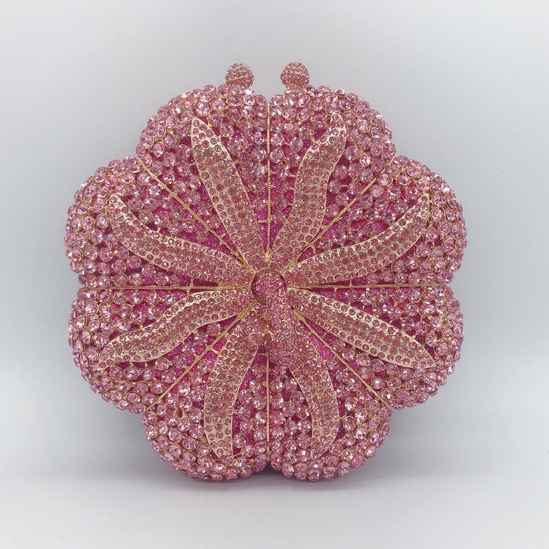 Rhinestone Gorgeous Flower Clutch Bag - Godshandfashion - Pink